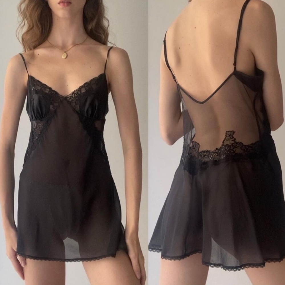 Black silk slip